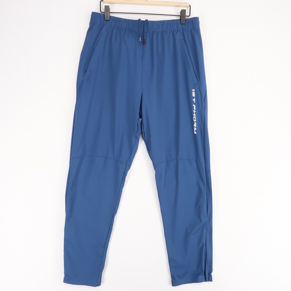 1st Phorm Active Performance Pants Mens L Blue Jogger Ankle Zip Elastic Waist